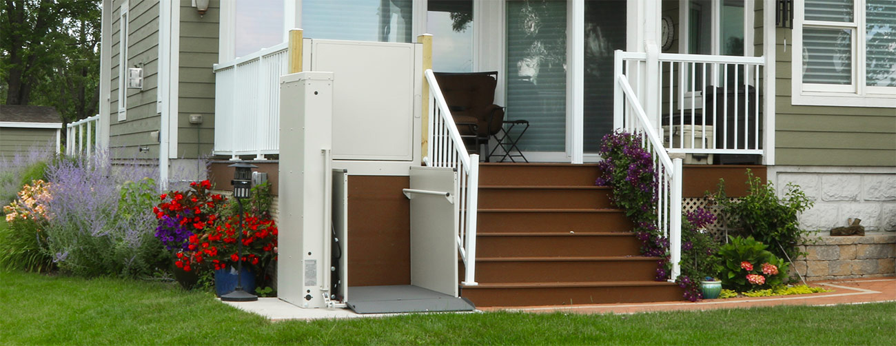 Burbank Electropedic Orange Ca wheelchair elevator vertical platform porchlift