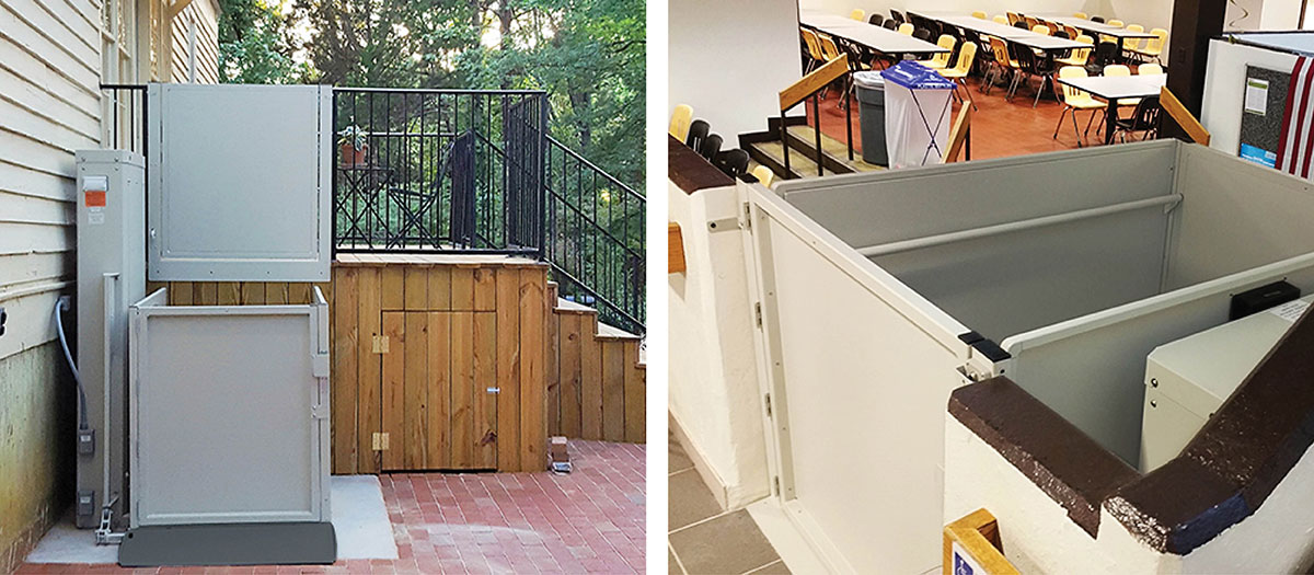 Burbank Electropedic Bruno commercial vertical platform wheelchair lifts VPL Business can offer access