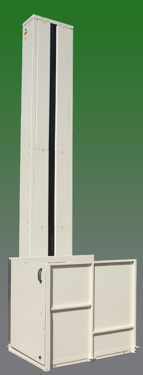 Burbank Electropedic The Mac’s Vertical Home Lift PL-50 is sturdy enough to lift and lower up to 750 lbs and will accommodate most electric wheelchairs and scooters. 
