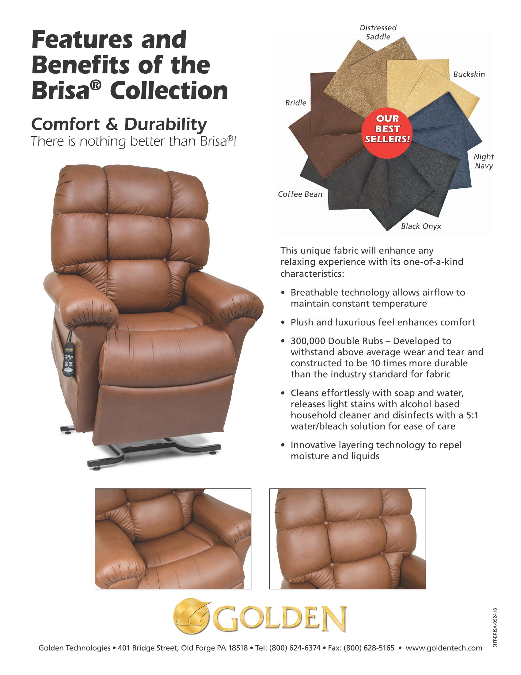 Burbank Electropedic The Brisa fabric for Golden Technologies Power Lift Chair Recliners