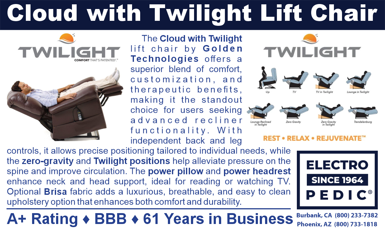 Burbank Electropedic Twilight Golden Tech Cloud Lift Chair Recliner