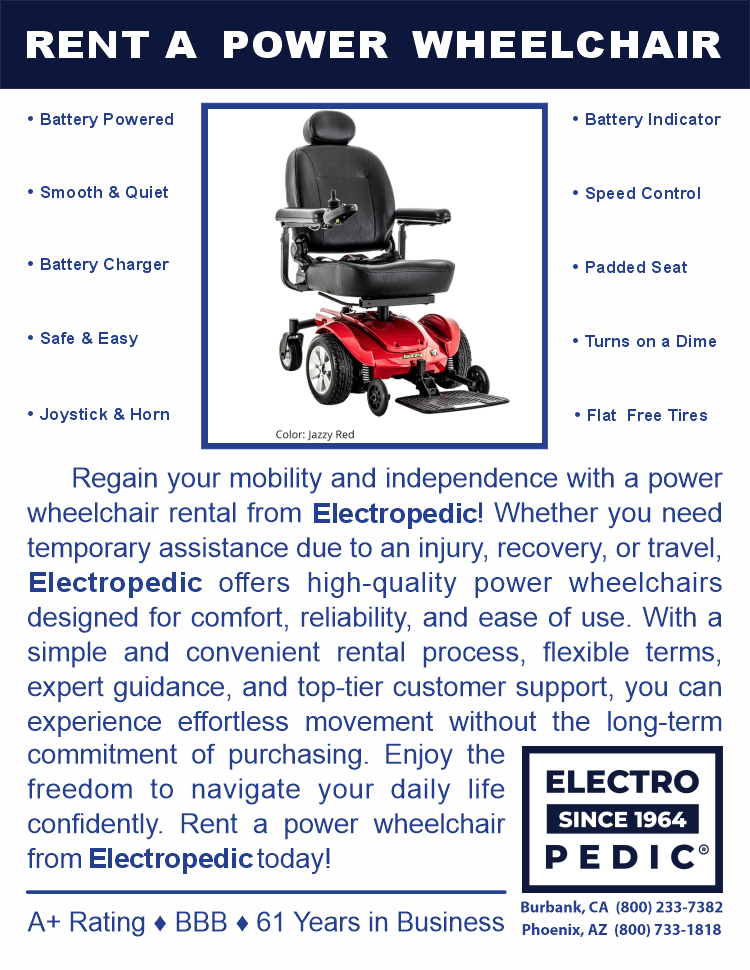 Burbank Electropedic Rent an electric wheelchair