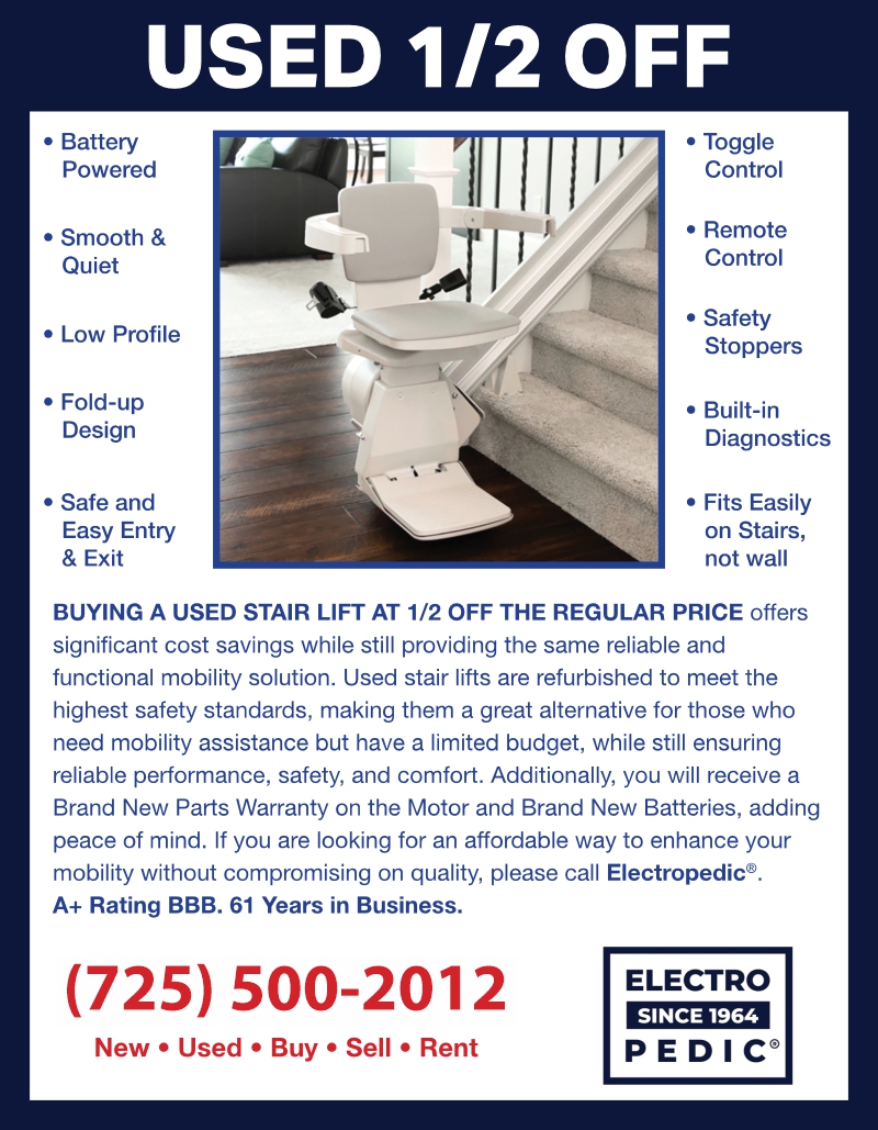 Burbank Electropedic used stairlifts are refurbished second hand recycled chairlifts